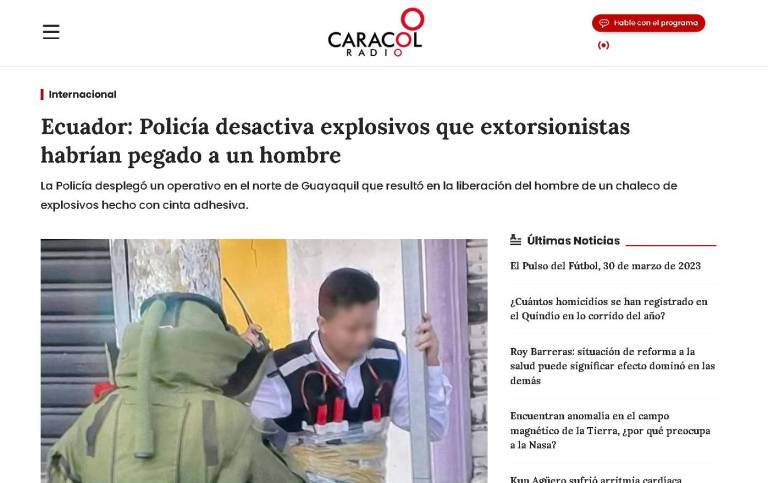 $!Así reportaron medios internacionales la imagen de terror en Ecuador por bomba embalada a un hombre