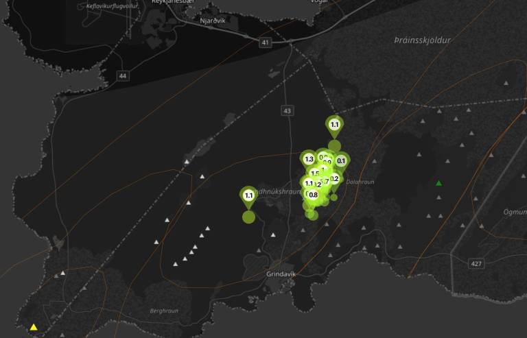$!Imagen del enjambre sísmico compartida por el Secretario General de la Cruz Roja en Islandia, Gísli Ólafsson.
