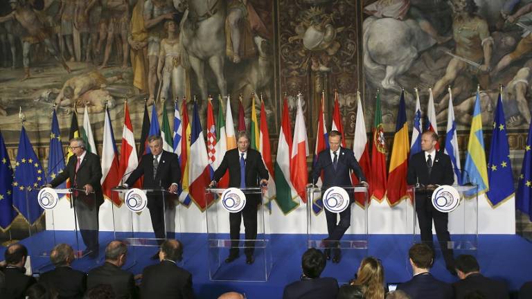 Líderes de UE renuevan sus votos en Roma, pese al divorcio con Reino Unido