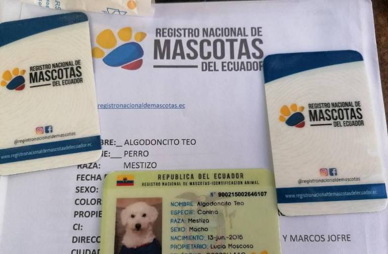 $!Una cédula del Registro Nacional de Mascotas del Ecuador