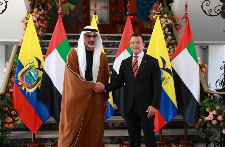$!Noboa junto al príncipe heredero de Abu Dabi, Khaled bin Mohamed bin Zayed Al Nahyan.