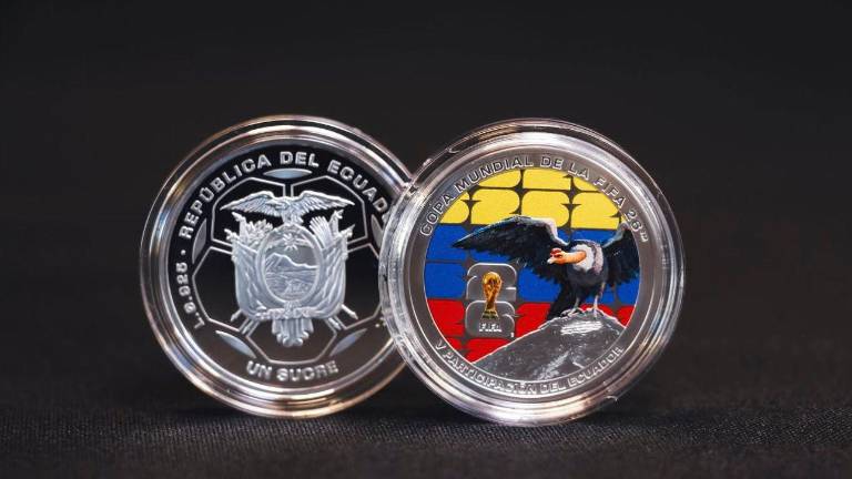 Moneda conmemorativa de Ecuador por el Mundial 2026.