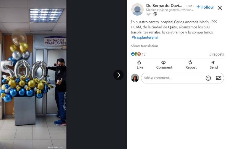 $!Post de la cuenta de LinkedIn de David Uribe.