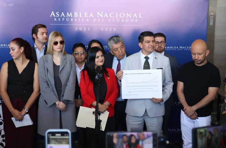 $!La asambleísta oficialista Lucía Pozo presenta la reforma.