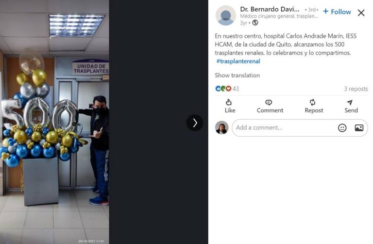 $!Post de la cuenta de LinkedIn de David Uribe.