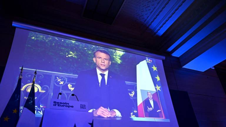 Emmanuel Macron, presidente de Francia, envía el mensaje a la nación informando sobre la disolución de la Asamblea Nacional.