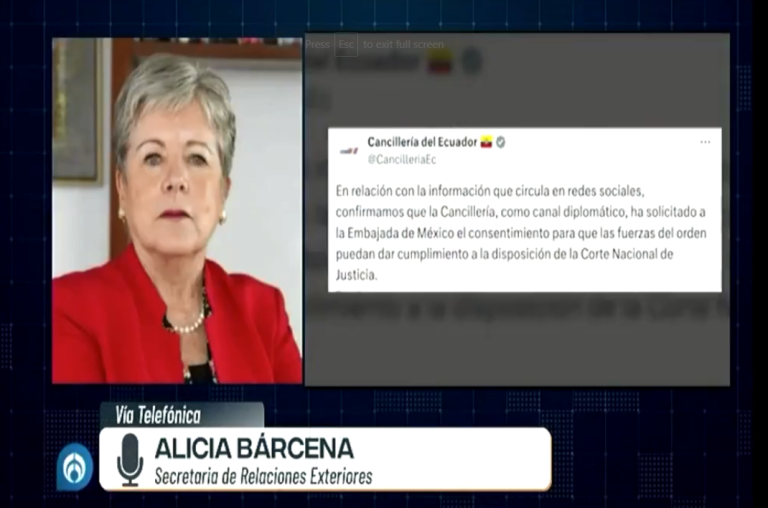 $!Así es de que no, de que van a entrar a la embajada, nunca, aseguró la canciller de México sobre permiso a Ecuador para la detención de Jorge Glas.