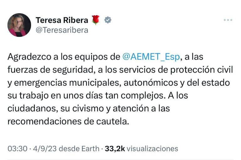 $!Teresa Ribera en su red social X.