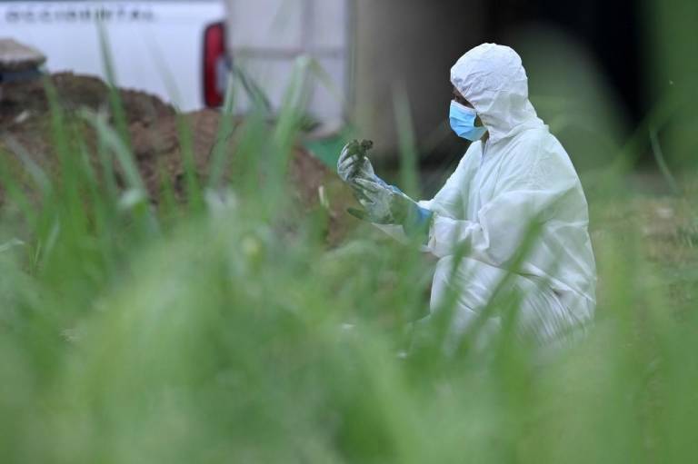 $!Un equipo forense retiró el jueves los esqueletos de al menos 14 personas asesinadas por una pandilla liderada por un ex policía que enterró a las víctimas en su casa en el occidente de El Salvador.