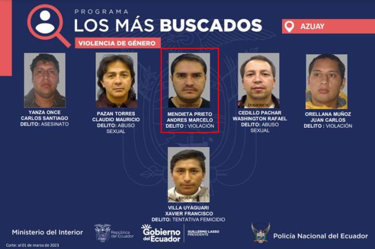 $!Capturan al tercer más buscado de la provincia de Azuay, involucrado en presunto caso de violación