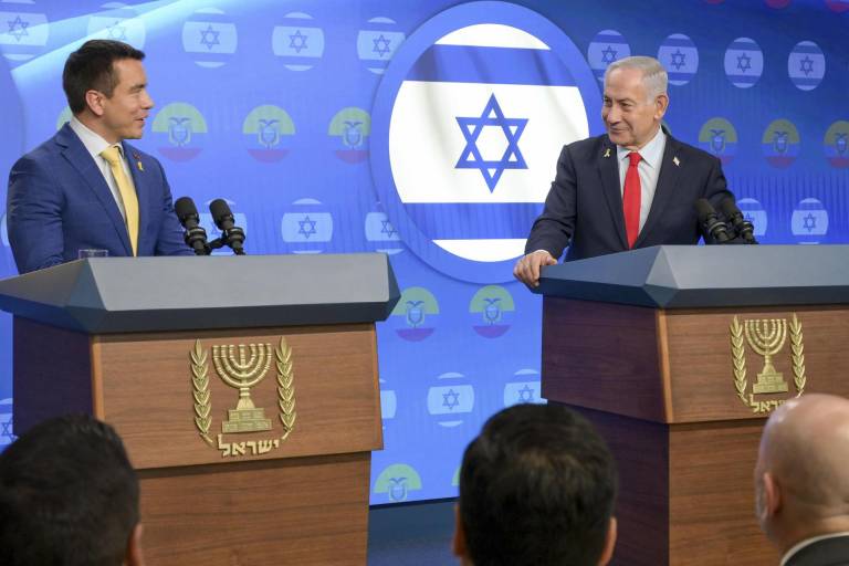 $!El primer ministro israelí, Benjamín Netanyahu, se reunió este lunes en Jerusalén con el presidente de Ecuador, Daniel Noboa.
