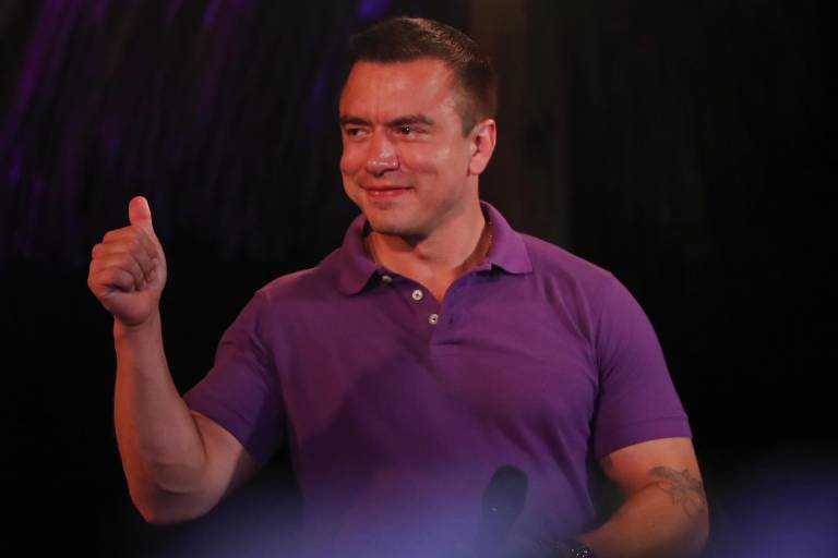 $!El presidente Daniel Noboa celebra luego de conocer los resultados electorales.