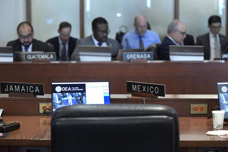 $!La representante de México ante el organismo, Luz Elena Baños, no participó en la reunión de emergencia de la OEA de este martes, dado que fue convocada por Ecuador.