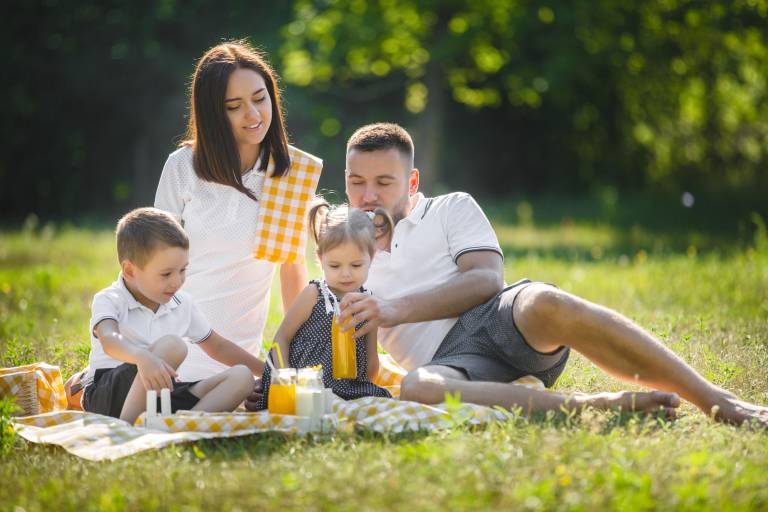 $!Una familia en un día de picnic, la alimentación nutritiva no debe olvidarse durante las vacaciones escolares.