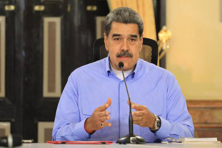 $!El presidente de Venezuela, Nicolás Maduro, habla durante una reunión con el Comité Ejecutivo del Consejo de Estado de la Nación en el Palacio Presidencial de Miraflores en Caracas.
