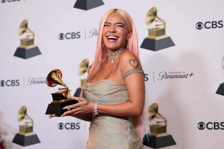 $!La cantante colombiana Karol G se llevó su primer Grammy anglosajón a Mejor Música Urbana por Mañana será Bonito, durante la 66ª ceremonia anual de los Premios Grammy realizado en Los Ángeles, California.