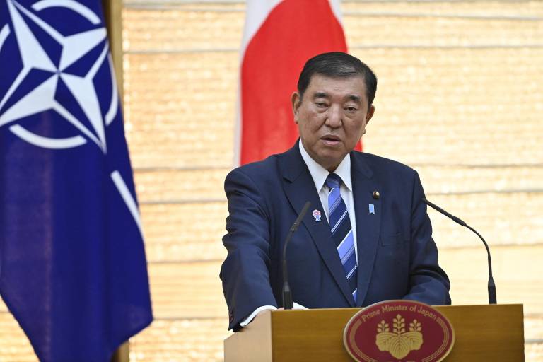 $!El primer ministro japonés, Ishiba Shigeru, asiste a una conferencia de prensa conjunta con el secretario general de la OTAN, Mark Rutte.