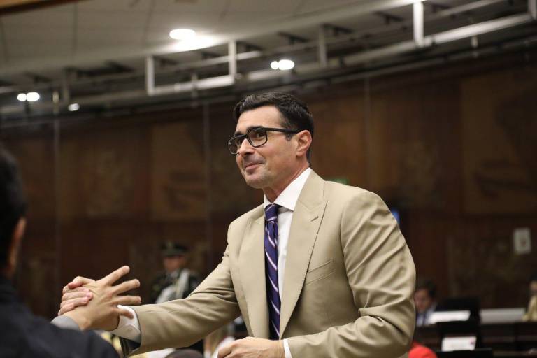 $!El asambleísta oficialista Andrés Guschmer, en la sesión de este martes.