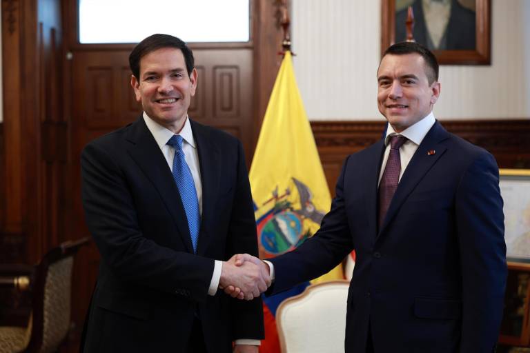 $!Marco Rubio también se reunió con el mandatario ecuatoriano, Daniel Noboa, este jueves, en una reunión en la que se abordó la posibilidad de establecer bases militares estadounidenses en el país.