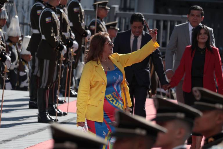 $!Barros posa con el vestido frente a cámaras en la alfombra roja colocada en los exteriores del Legislativo.