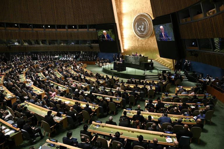 $!El presidente de Estados Unidos, Donald Trump, pronuncia un discurso ante la Asamblea General de las Naciones Unidas en la sede de la ONU en la ciudad de Nueva York.