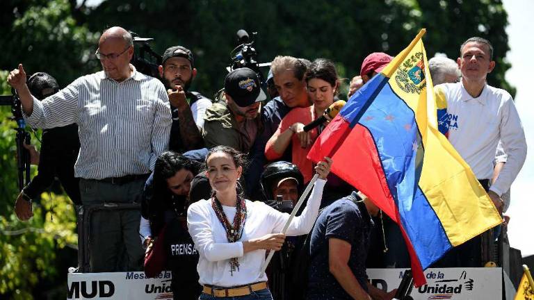 María Corina Machado lideró una marcha en contra de la proclamación de Nicolás Maduro como presidente reelecto de Venezuela.