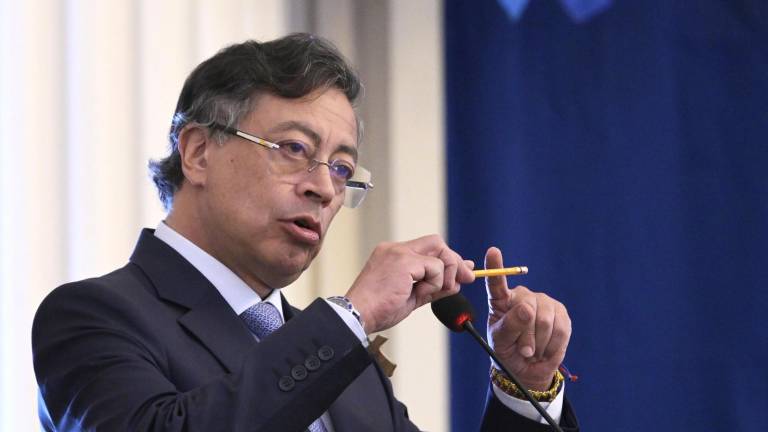 El presidente de Colombia, Gustavo Petro, habla una reunión protocolar del Consejo Permanente celebrada este miércoles, en la sede de la Organización de los Estados Americanos (OEA) en Washington (EE.UU.).