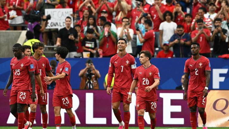 Cristiano Ronaldo celebrando el gol anotado a Uzbekistán en el Mundial 2026.