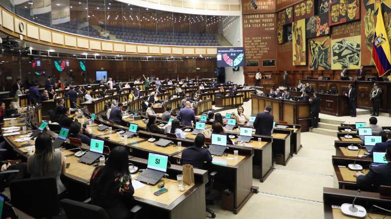 Fotografía del Pleno de la Asamblea Nacional, durante la votación por la moción de respaldo.