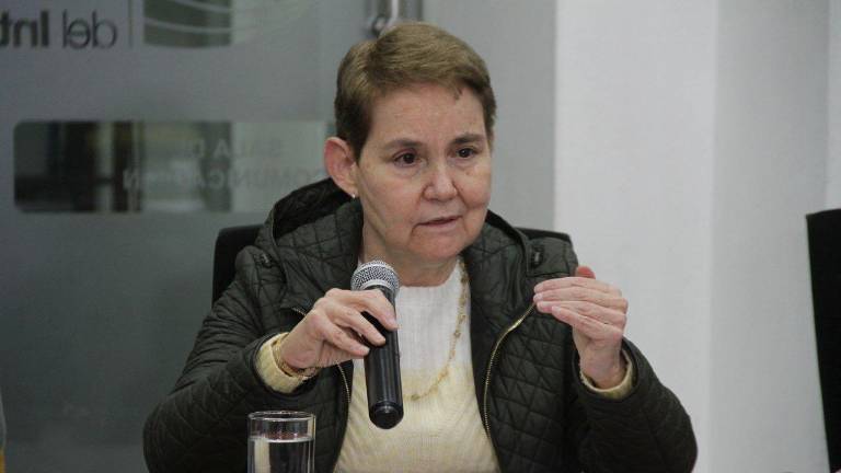 Ministra de Gobierno, Alexandra Vela, durante una rueda de prensa este viernes para informar la detención de integrantes de una banda criminal.