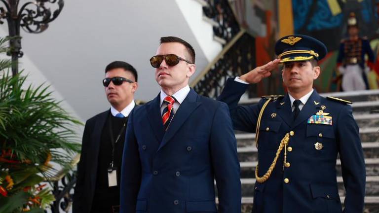 El presidente de la República, Daniel Noboa, en el Palacio de Carondelet.