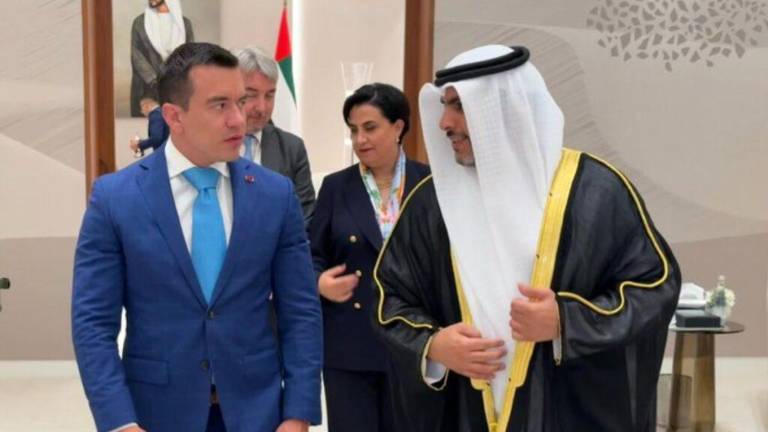 El presidente Daniel Noboa en su visita a Emiratos Árabes, realizada en abril de 2025. Foto: archivo Cancillería.