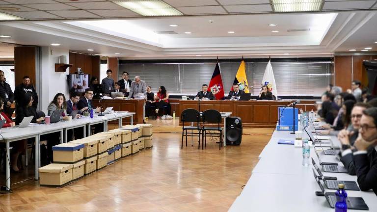 Primera sesión de la audiencia de juicio por el caso Sinohydro, instalada en la Corte Nacional de Justicia, en la ciudad de Quito.