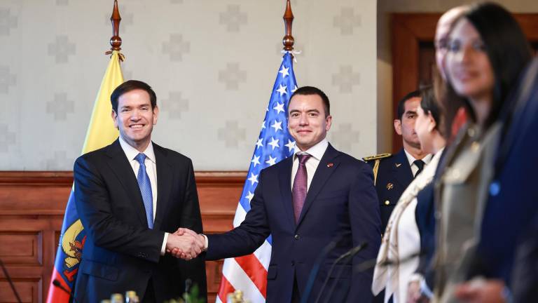 El presidente de la República, Daniel Noboa, y el secretario de Estado de los Estados Unidos, Marco Rubio.
