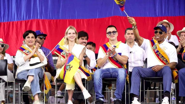 El presidente Daniel Noboa (segundo desde la derecha) participó en el evento junto con el alcalde de Nueva York, Eric Adams.