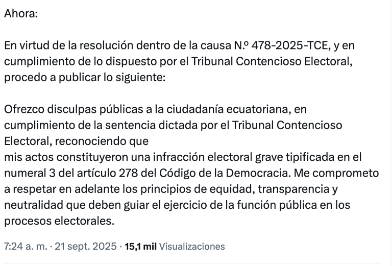 $!Disculpas del alcalde de Guayaquil.