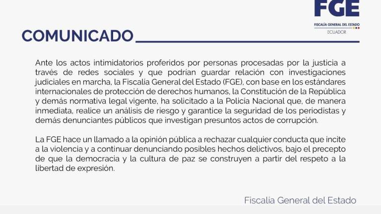 Fiscalía pide investigar posibles riesgos para comunicadores