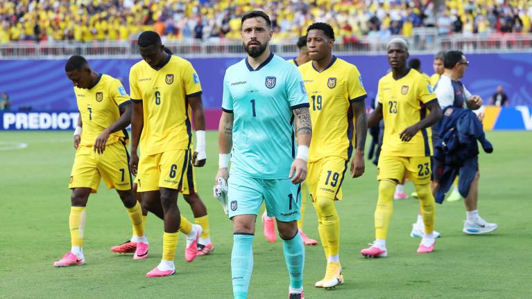 Jugadores de la selección de Ecuador previo al partido frente a Curazao.