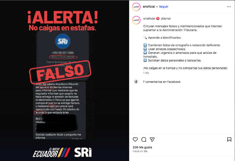 $!La entidad recuerda que no solicita datos personales ni contraseñas por mensajes.