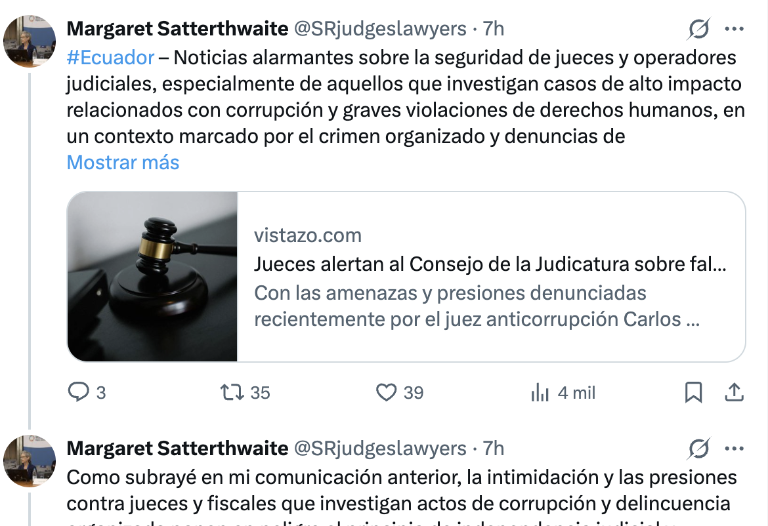$!El mensaje de Margaret Satterthwaite.