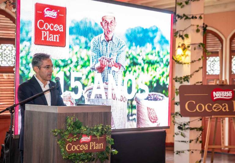 $!Josué De la Maza, presidente ejecutivo de Nestlé Ecuador, presentó los resultados obtenidos en Cocoa Plan durante sus 15 años.