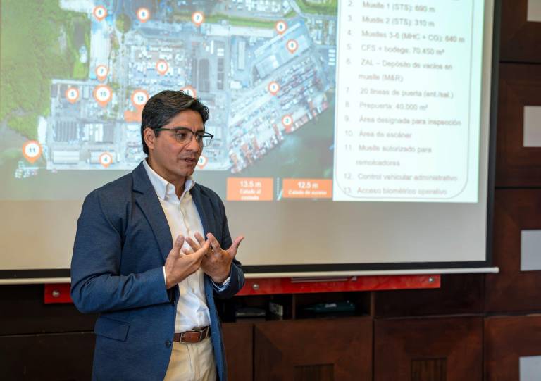 $!Fohodil Galeas, director comercial de Contecon, mostró las cifras de operaciones que la terminal portuaria en lo que va del año.