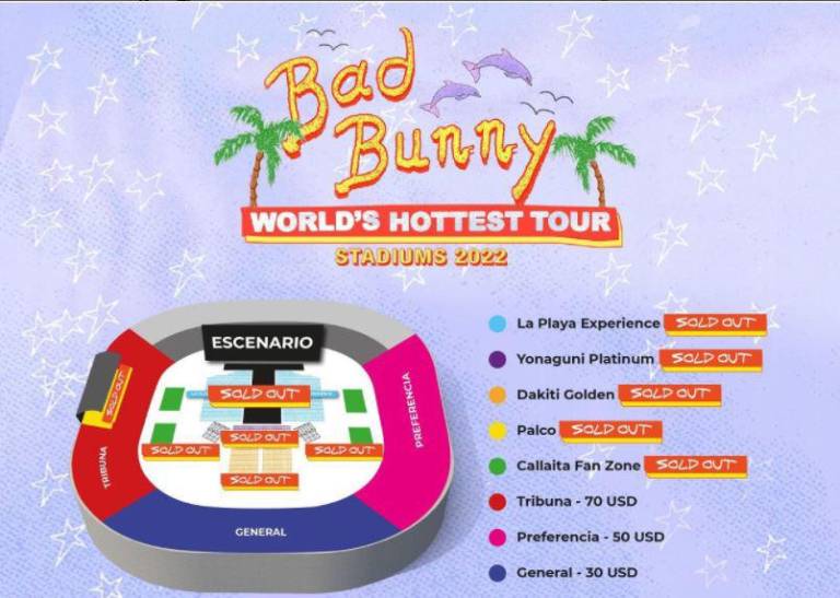 $!Se agotan 5 localidades en preventa del concierto de Bad Bunny en Ecuador; piden segunda fecha