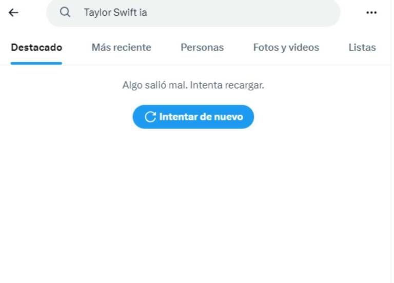 $!Captura de pantalla de una busqueda realizada en X al usar las palabras 'Taylor Swift IA.