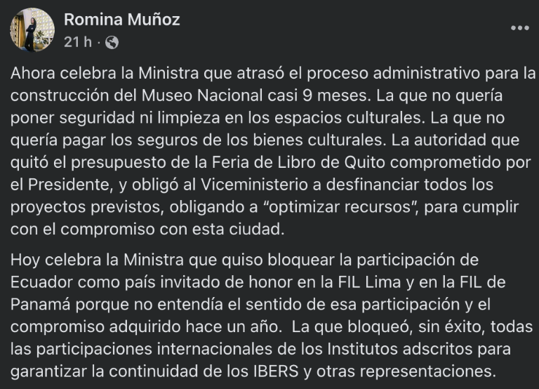 $!El mensaje de Romina Muñoz contra Gilda Alcívar.