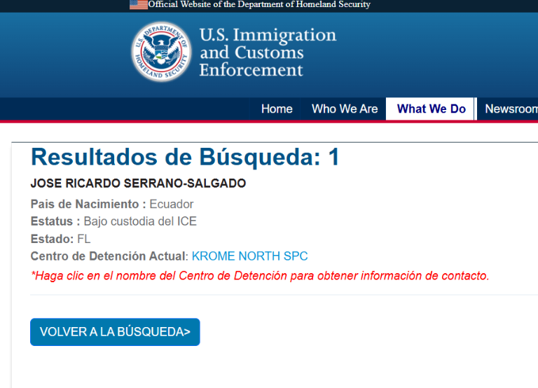 $!El ex secretario de Estado ecuatoriano se encuentra bajo custodia del ICE