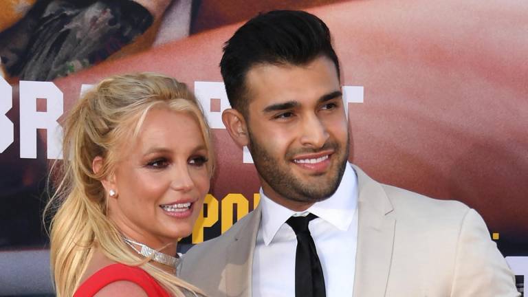 La cantante estadounidense Britney Spears y Sam Asghari llegan para el estreno de Once Upon a Time... in Hollywood, en julio del 2019. La estrella del pop al parecer estaría divorciándose de su esposo.