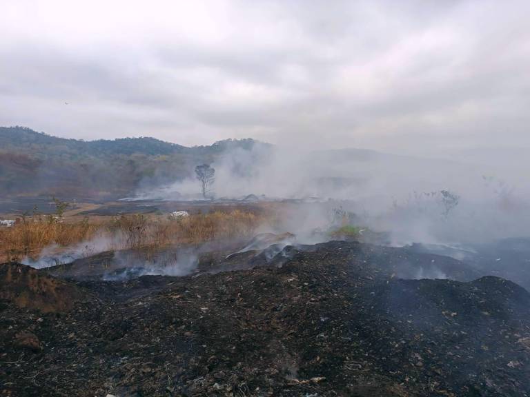 $!Fotografía que mostraría parte del predio del vertedero clandestino que se encontraba en llamas.