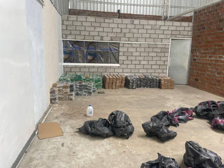 $!Descubren más de una tonelada de cocaína dentro de una bodega de arroz, utilizada como fachada en Yaguachi