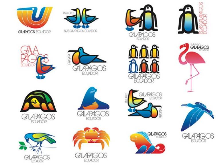 $!Varios de los diseños sobre Galápagos realizados por Peter Mussfeldt.